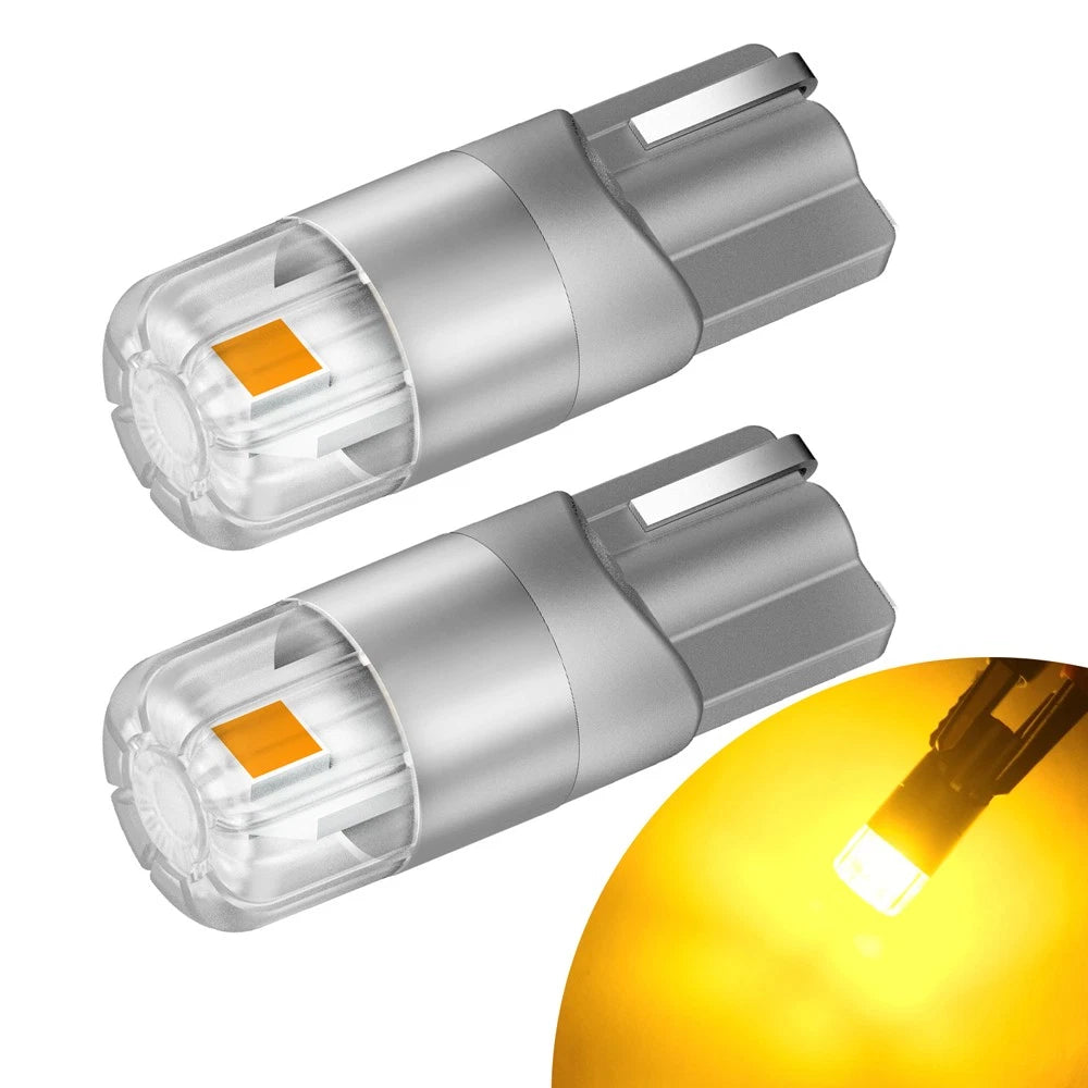 2pcs Canbus Amber 194 168 LED W5W Car T10 Light Parker Globe Bulbs 2smd 6500k