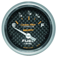 Load image into Gallery viewer, Autometer Carbon Fiber 2-1/16in Fuel Level Gauge 0-90 Ohms Short Sweep Electr...