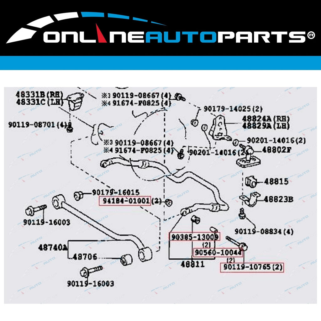 2 Front Sway Bar End Bush Kits for Toyota Landcruiser HDJ79 HZJ79 99~07 4X4