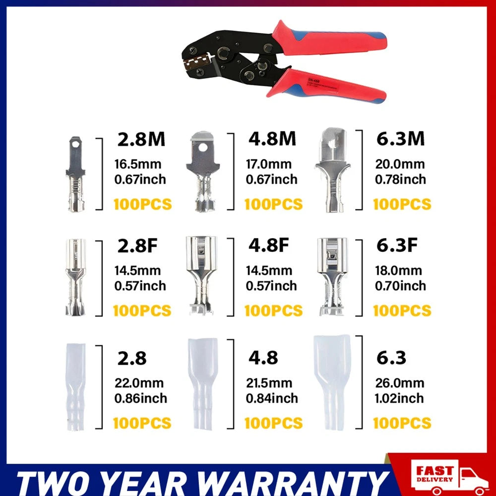 900PC Assorted Insulated Electrical Wire Terminal Crimp Connectors Kit Spade Set