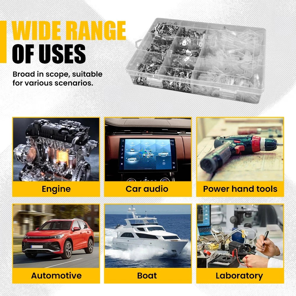 1800PCS Assorted Insulated Electrical Wire Terminal Crimp Connectors Spade