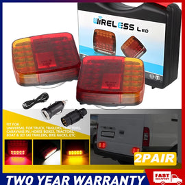4x 12-24V Wireless USB Magnetic LED Tail Lights kit Towing Trailer Rear Lights