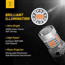Load image into Gallery viewer, 2X AUXITO T20 7443 7440 W21W 26-LED BRAKE CAR STOP TAIL LIGHT BULB 12V AMBER AU