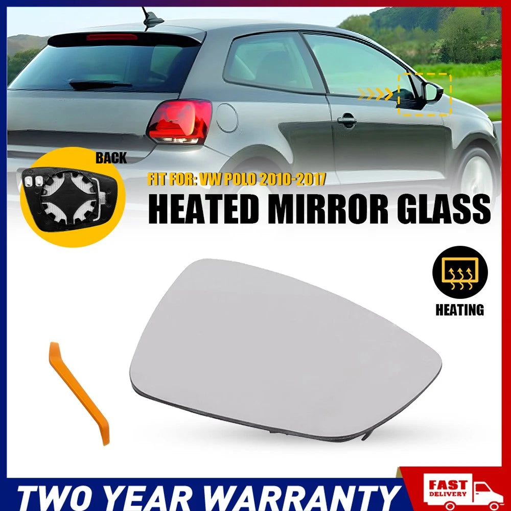 Right Side Mirror Glass for VW POLO 2010-2017 With Heated Convex Base Plate