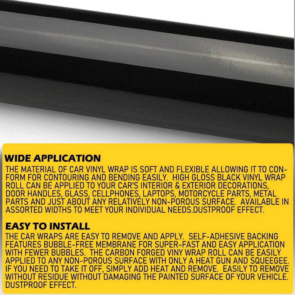 Bubble Free Polish Gloss Black Vinyl Film Wrap Auto Body Cars Decals 1.5Mx30CM