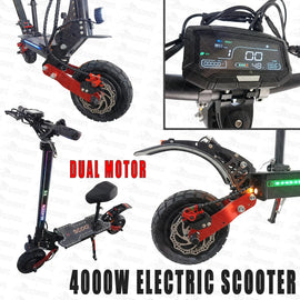 4000W Foldable Adult Off Road E-Bike Electric Scooter Dual Motor 80KM/H 60KM NEW