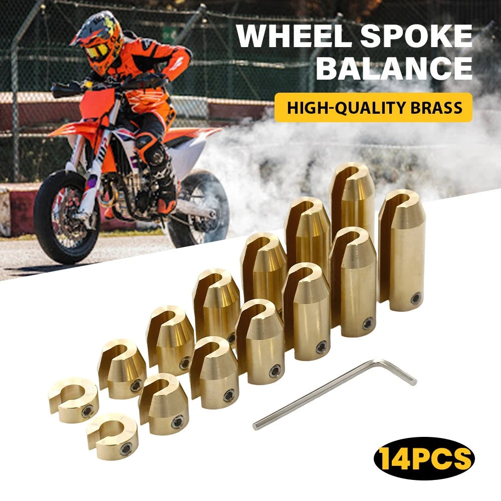 Universal Packed 14 Brass Motorcycle Wheel Spoke Balance Weights Set Refill Kit.