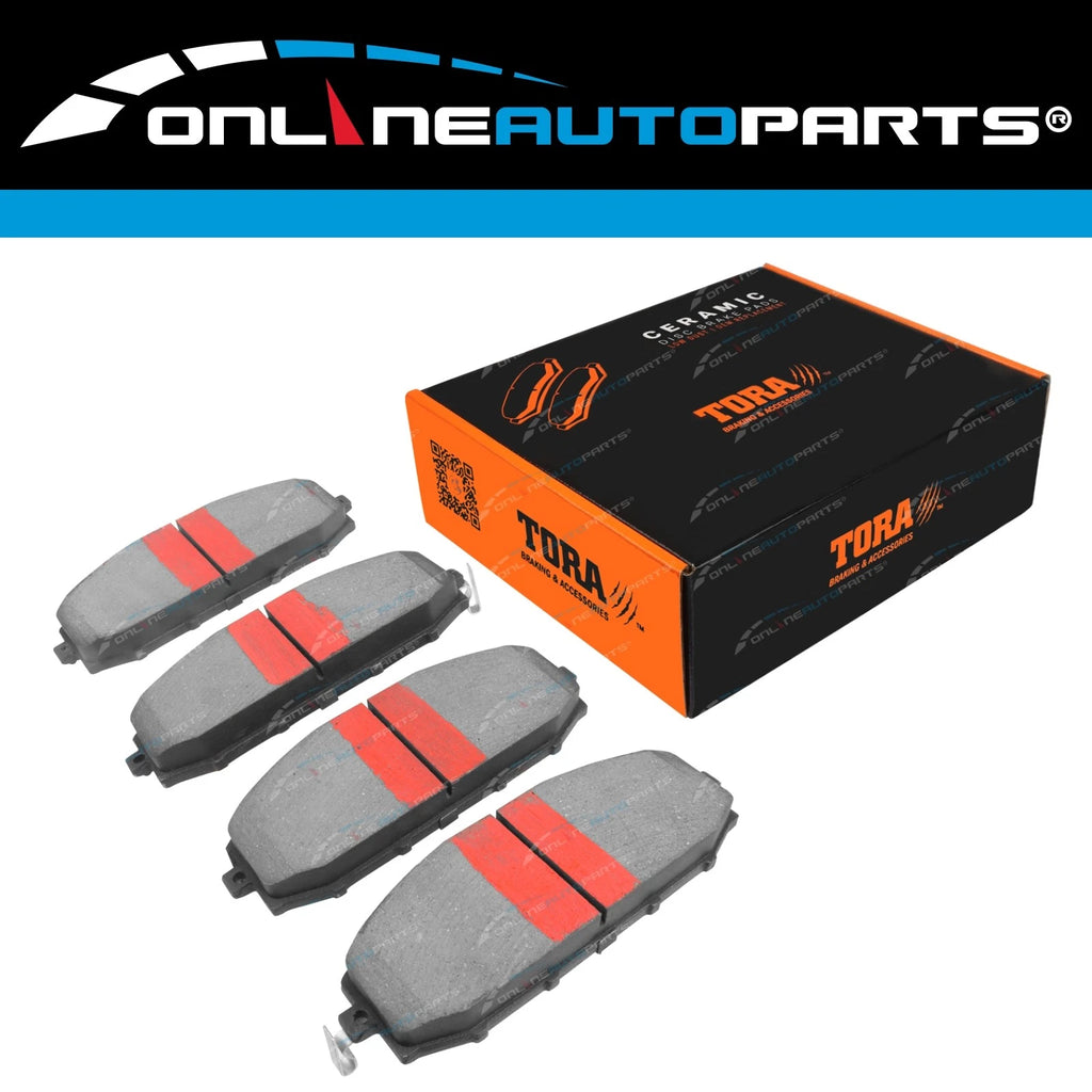 2 Front Disc Rotors Slotted + Drilled + 4x4 Brake Pads for Patrol GU Y61 1997~15