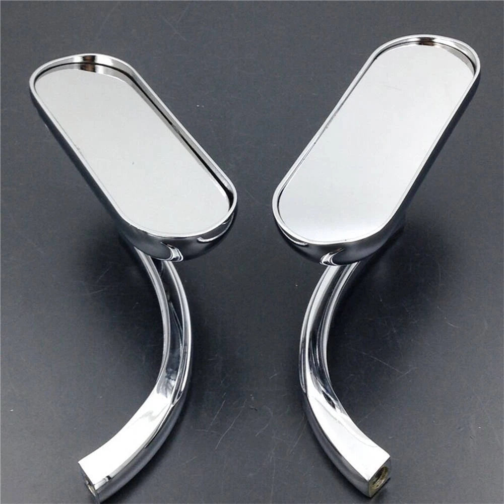 2x Chrome Motorcycle Mini Oval Rearview Mirror For Harley Sportster Dyna Softail