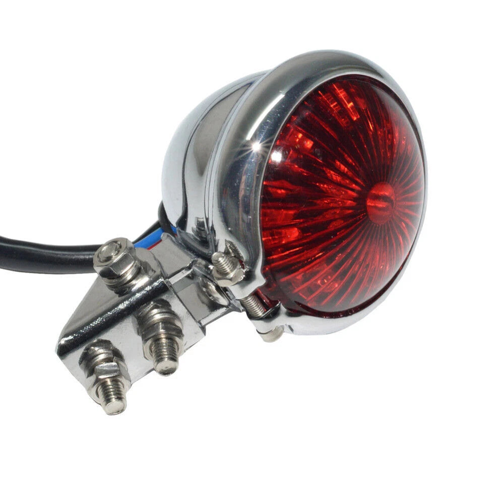 LED Rear Motorcycle Black Brake Tail Light For Harley Bobber Chopper Cafe Racer
