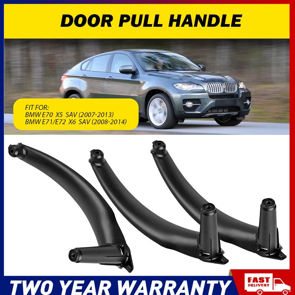 3Pcs Inner Inside Door Handle Pull Trim Cover Black For BMW E71/E72 X6 SAV 08-14