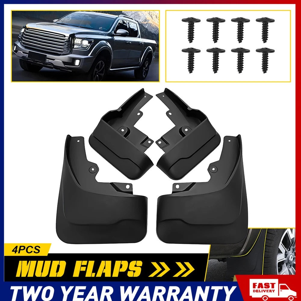 4x Splash Guards For Great Wall Cannon GWM Poer Ute 2020 2021 2022 Mud Flaps