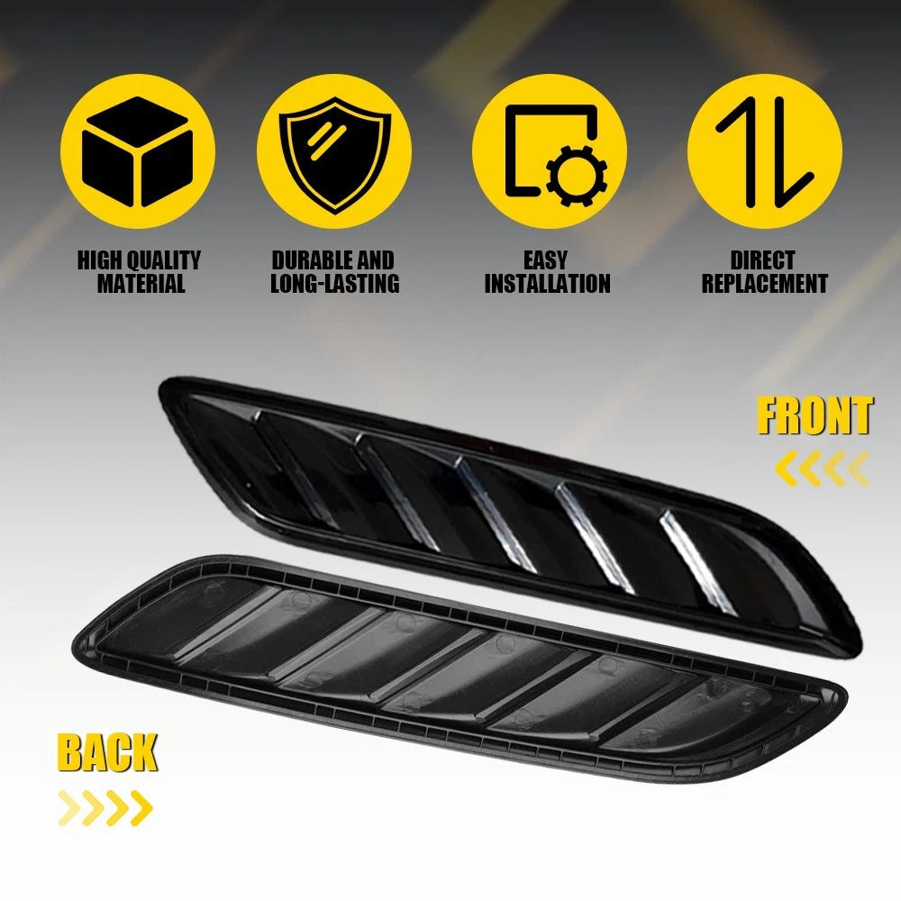 2X Car Air Flow Intake Hood Scoop Bonnet Vent Cover Universal Decor Turbo Side