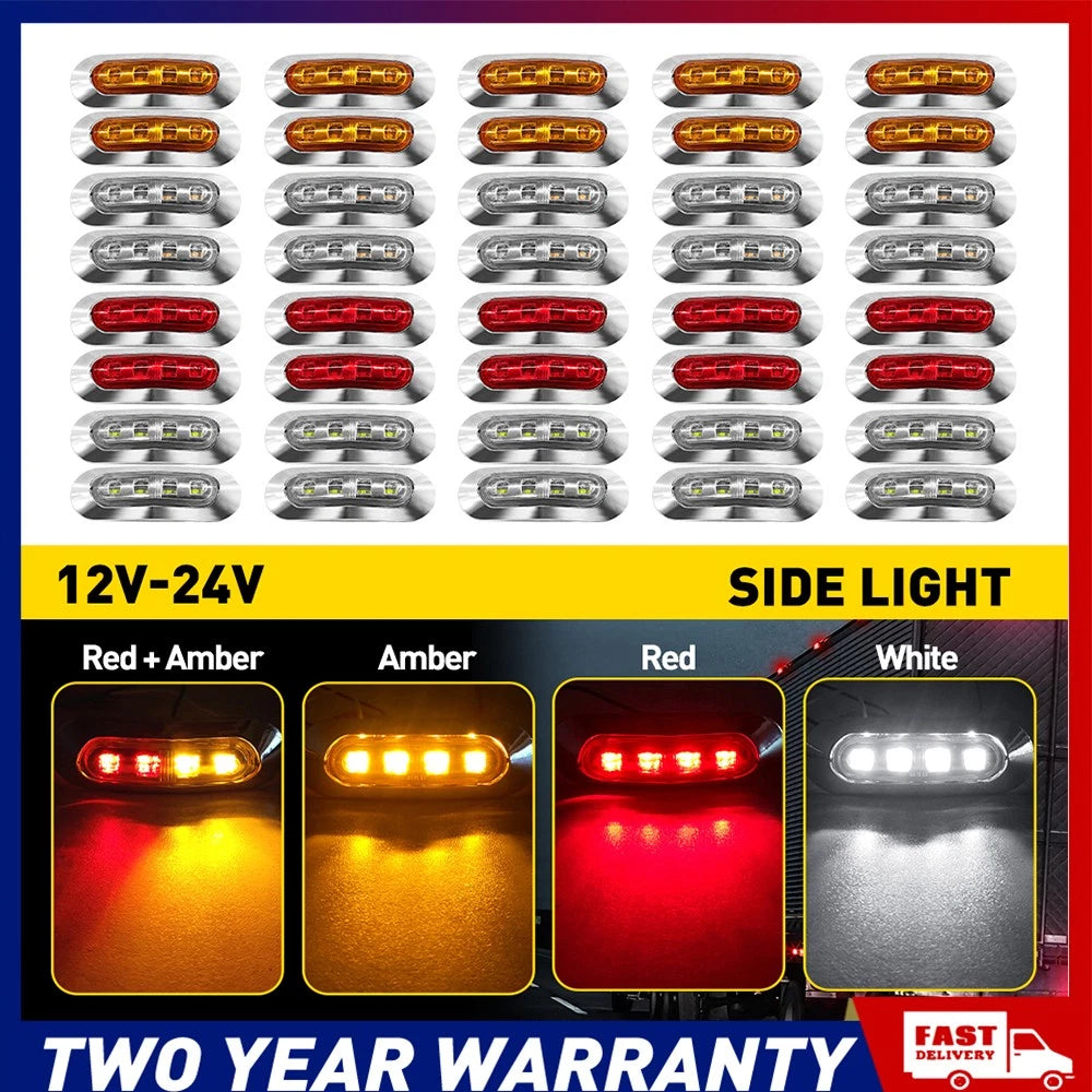 10-60x Red Amber LED Clearance Lights Side Marker Lamp Trailer Truck Caravan A