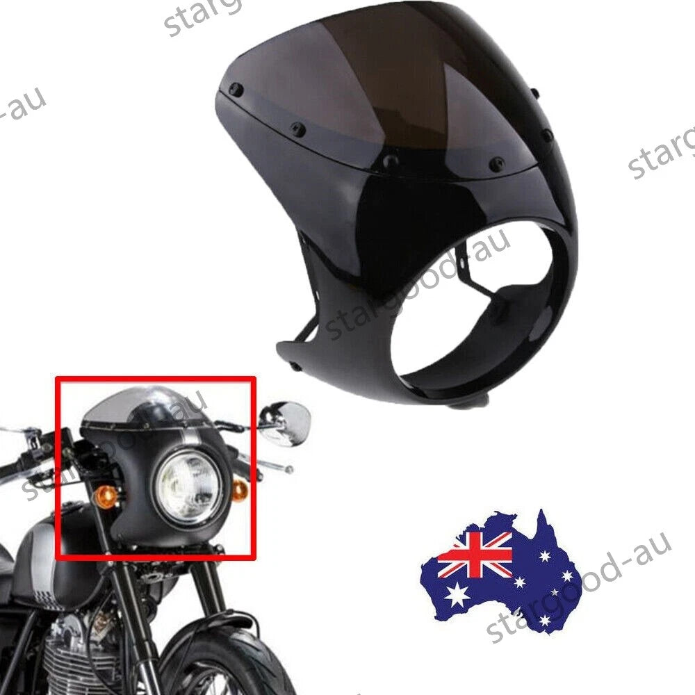 7" Universal Motorcycle Headlight Retro Cafe Racer Handlebar Fairing Windshield