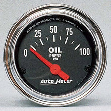 Load image into Gallery viewer, Autometer Trad Chrome 2-1/16in Oil Pressure Gauge 0-100PSI Short Sweep Electr...