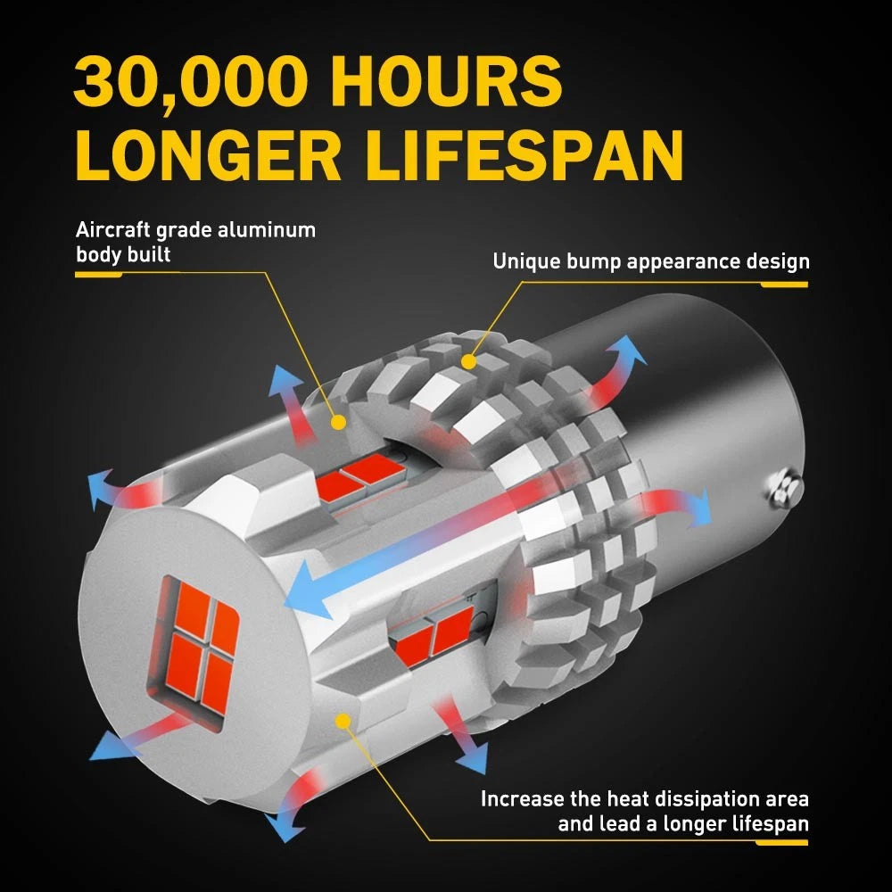 2X AUXITO BAY15D 1157 RED LED BRAKE TAIL LIGHT BULBS GLOBE BRIGHT ERROR FREE A