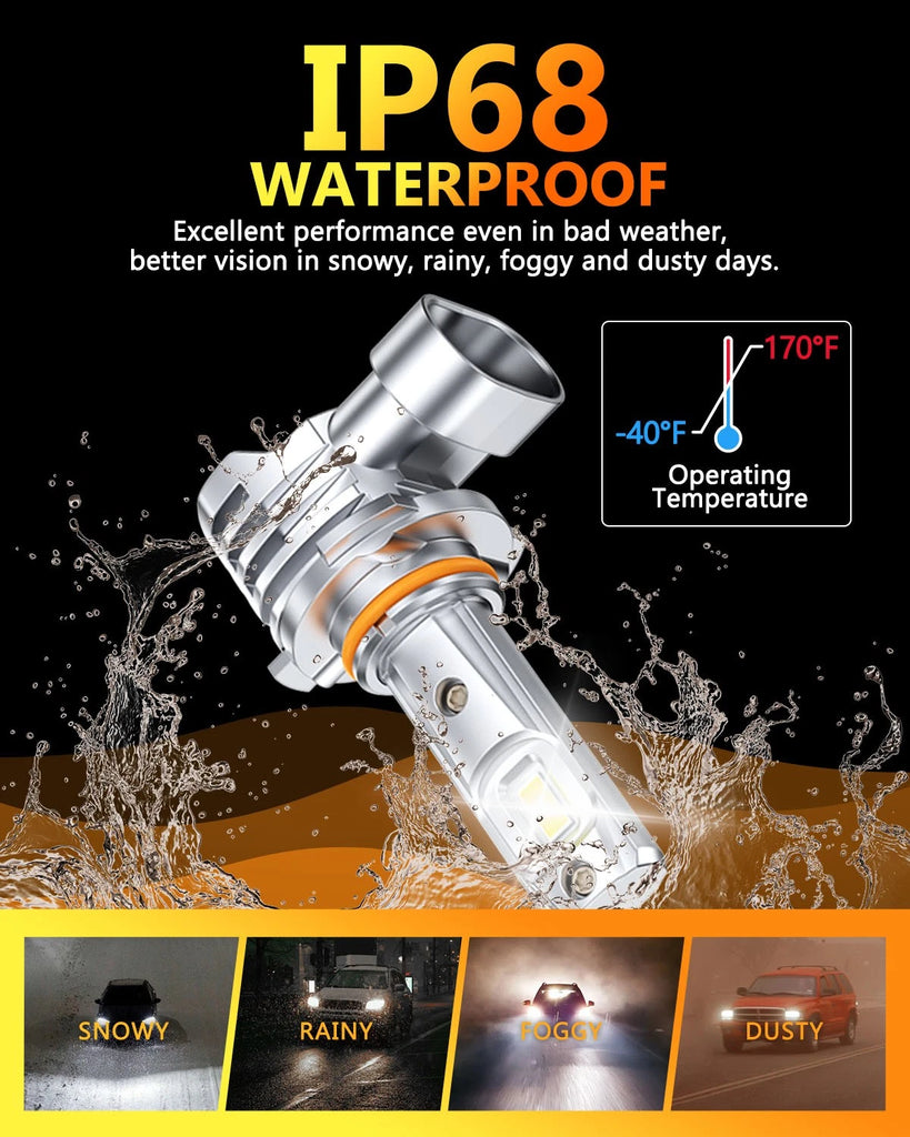 AUXITO HB4 9006 LED Globes Headlight Hi/Low Beam 20000LM 60W 6500K Lamp Bulbs A