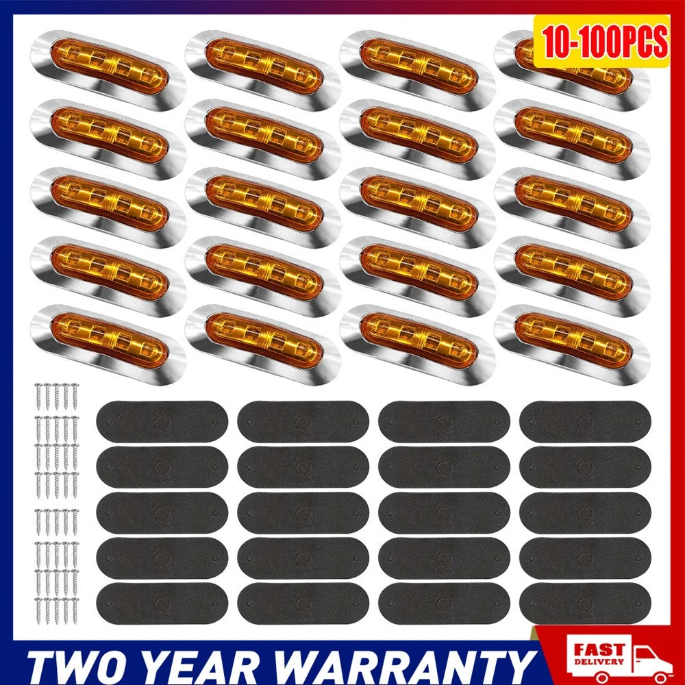 10-100X Universal LED Clearance Lights Side Marker Amber Lamp Trailer Caravan A