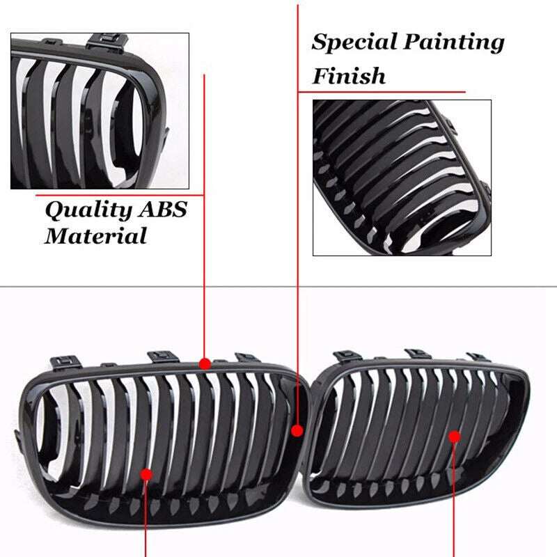 Gloss Black Kidney Front Grille Grill For BMW 1 Series E81 E87 E82 E88 2008-2013