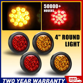 4X Trailer tail lights 16 LED Stop Tail Lights Red Amber Boat Truck Lamp