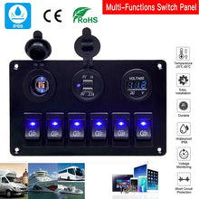 Load image into Gallery viewer, 6 Gang Switch Panel Relay Circuit Control For Box Car Boat Marine 12V LED Light