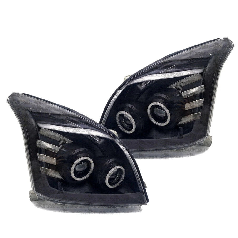 For Toyota Prado 120 Series 02-09 LED Headlights Pair Front Lamp Angel Eye Black