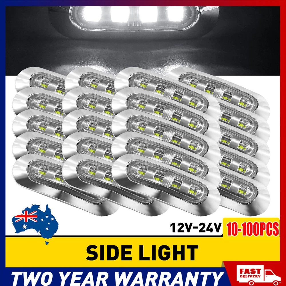 10-100X White LED Clearance Lights Side Marker Lamp Trailer Truck Caravan NEWA