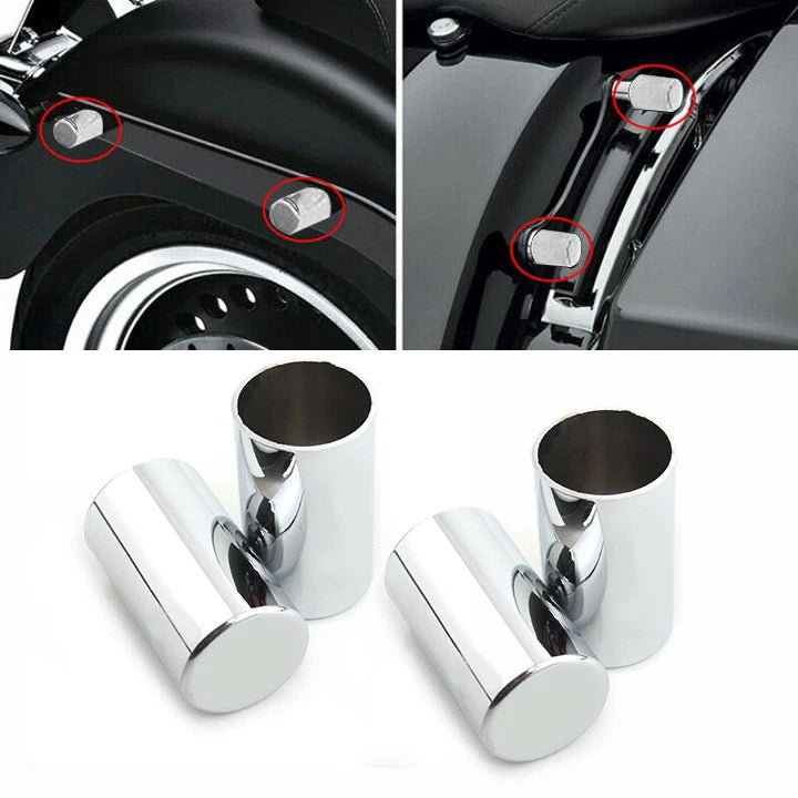 4X Chrome Docking Hardware Point Cover Fit For Harley Road King Softail Dyna ST