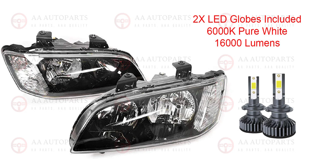 Headlights Pair + LED Globes For Holden Commodore VE Series 1 SS SV6 Omega
