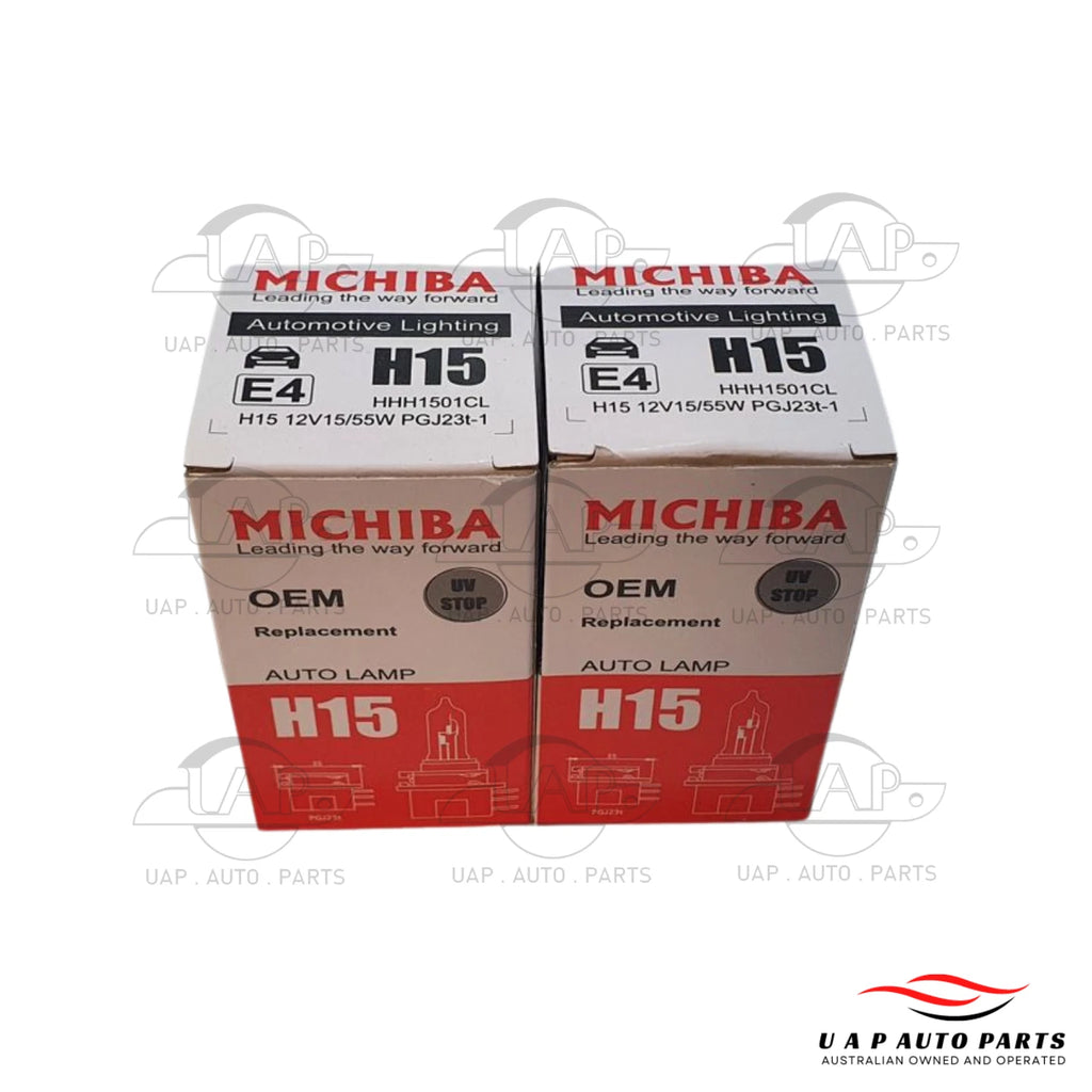 H15 Halogen Headlight High Low Beam Globe Bulb PGJ23T-1 12V 55W x 2pc Pack