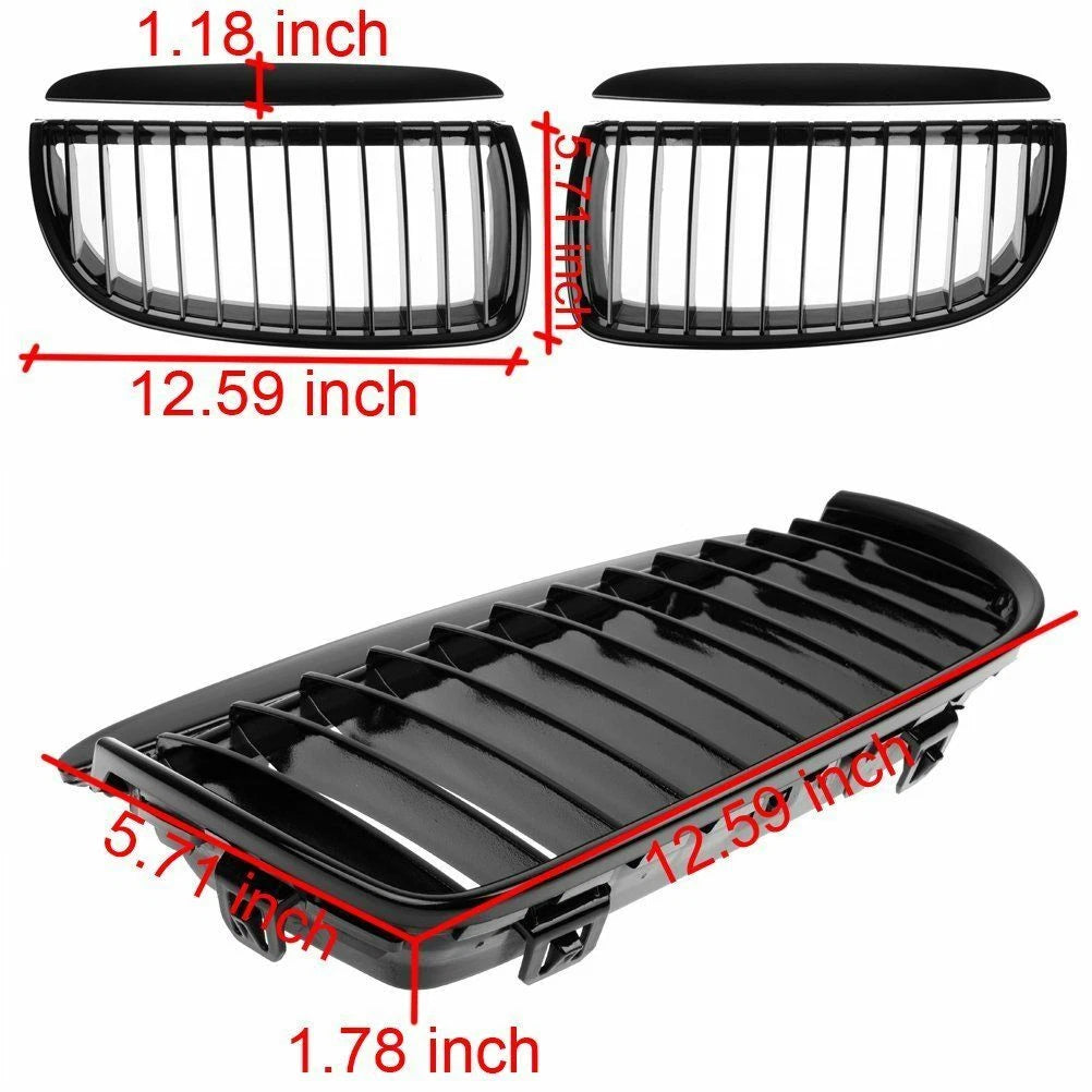 Gloss Black Front Kidney Grills Grilles For BMW E90 320i 323i 325i 335xi 05-08