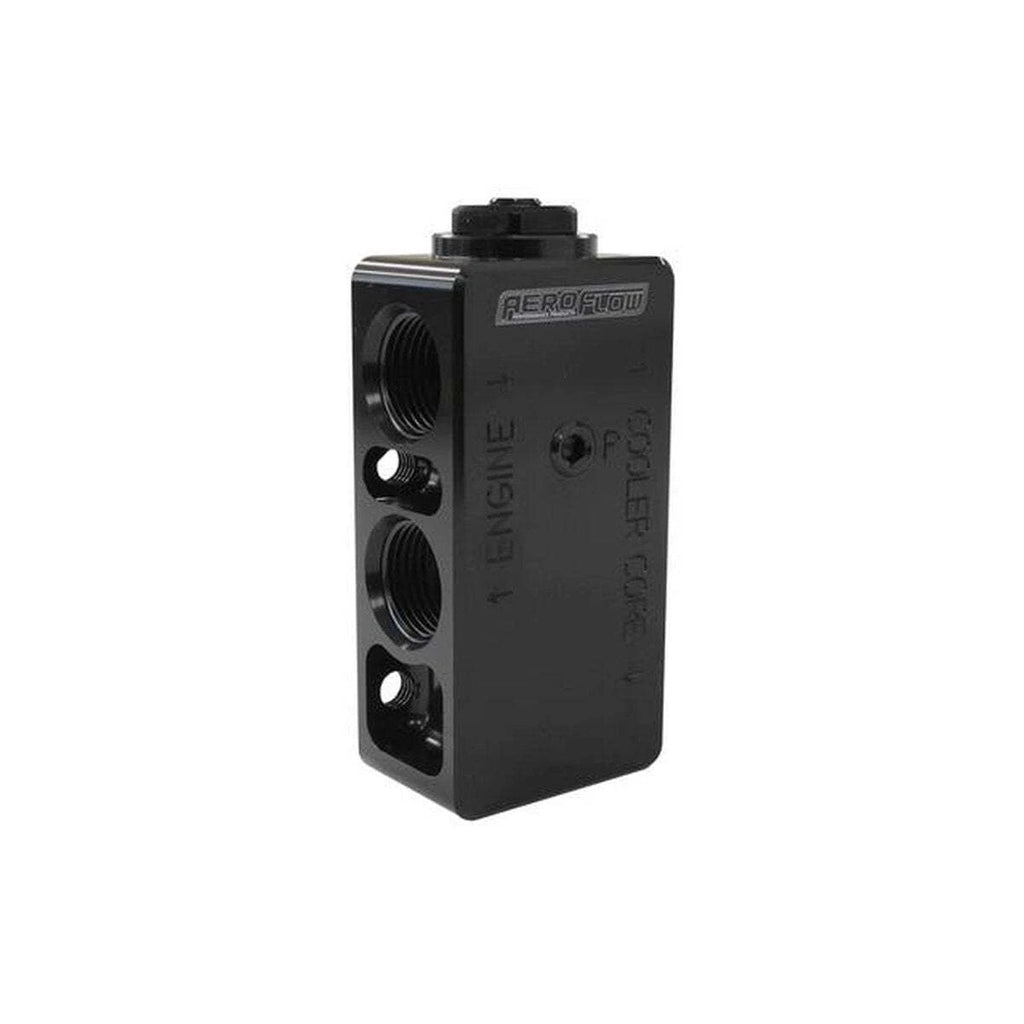 Aeroflow AF64-4111 Billet Oil Thermostat -10ORB x 4, 1/8" Port. 71Degc Open