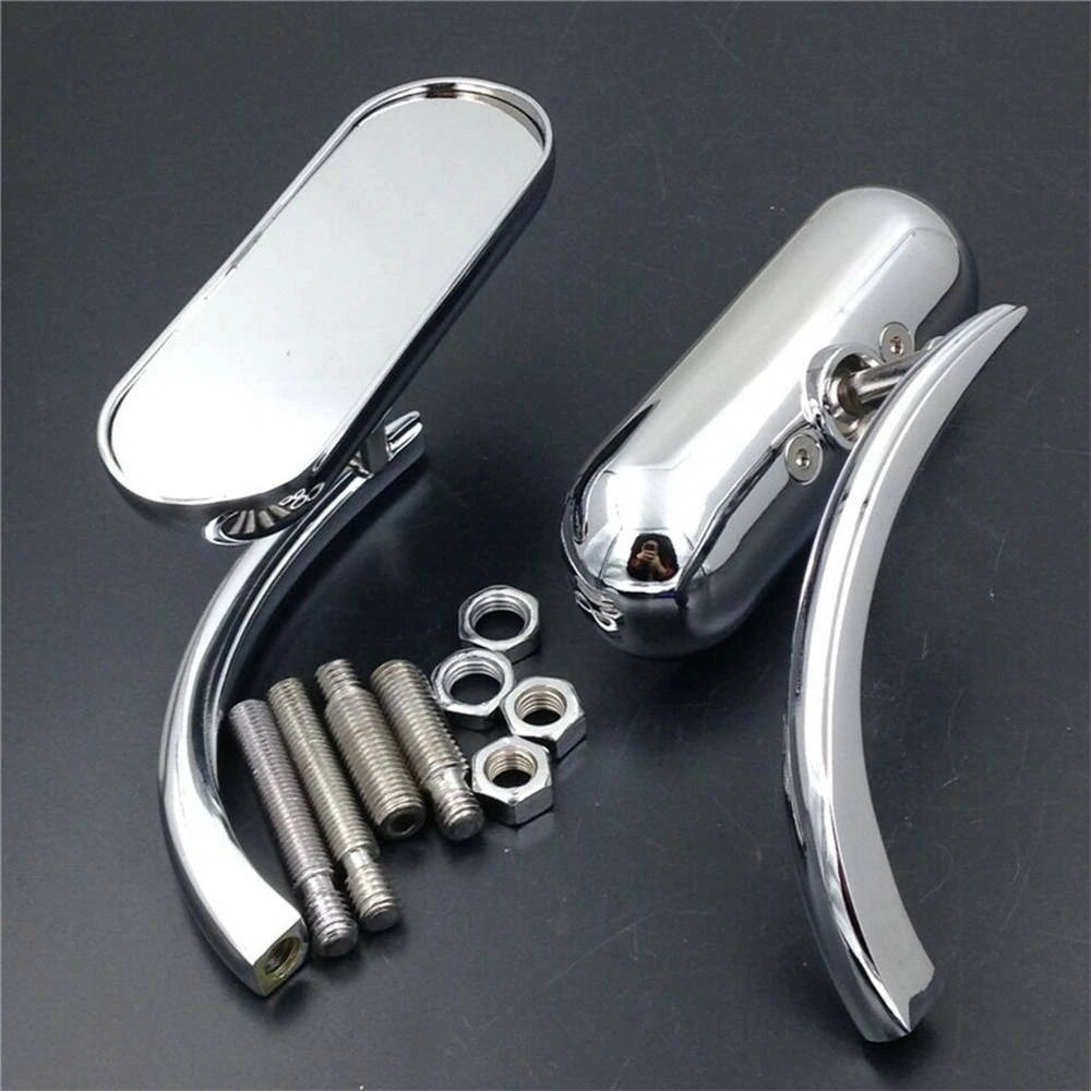 Chrome Motorcycle Mini Oval Rearview Mirrors for Harley Sportster Dyna Softail S