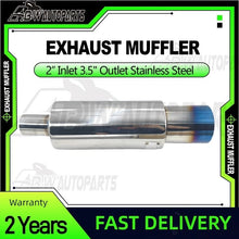 Load image into Gallery viewer, 3.5" 2" Inlet Blued Tip Polished/Blued Cannon Exhaust Muffler