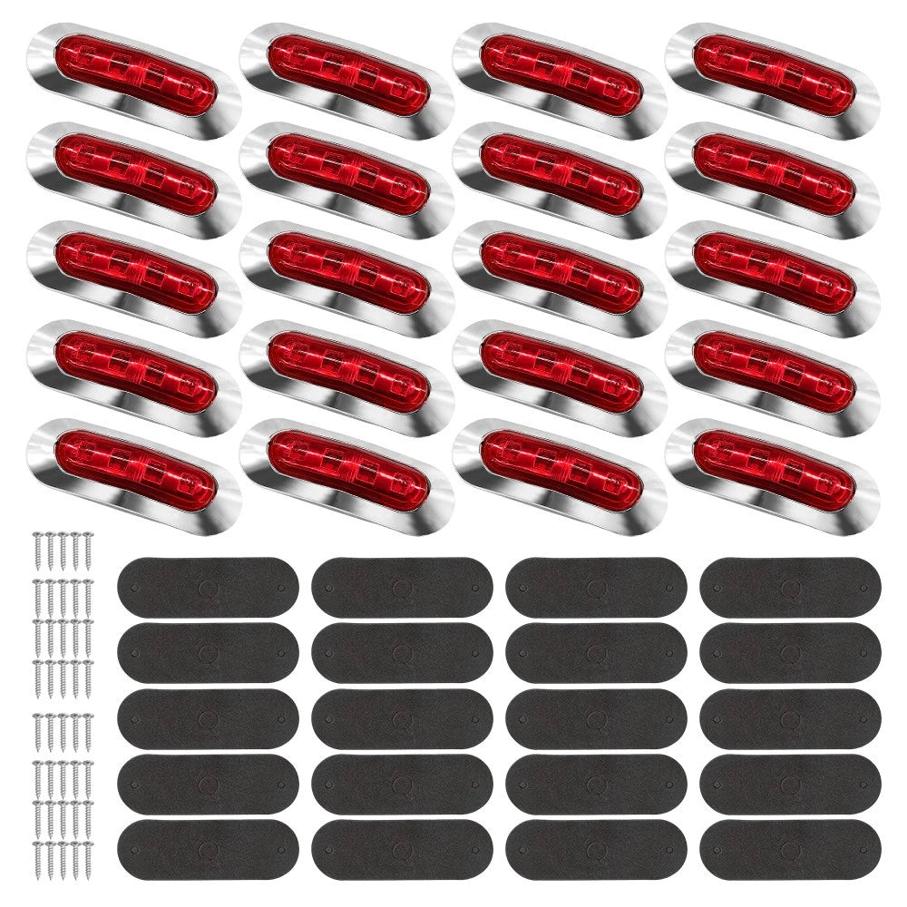 20X Red LED Clearance Lights Side Marker Lamp Trailer Truck Caravan Lorry IP67