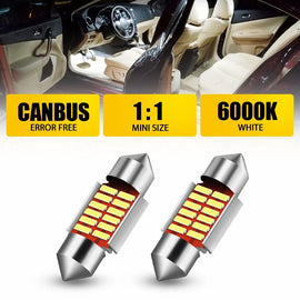 AUXITO 2x 31MM 12SMD LED Car Interior License Plate Map Dome Light Bulbs White