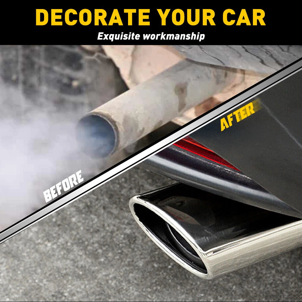 Universal Vehicle Car Exhaust Muffler Tip Tail Rear Stainless Steel Chrome 2.5"