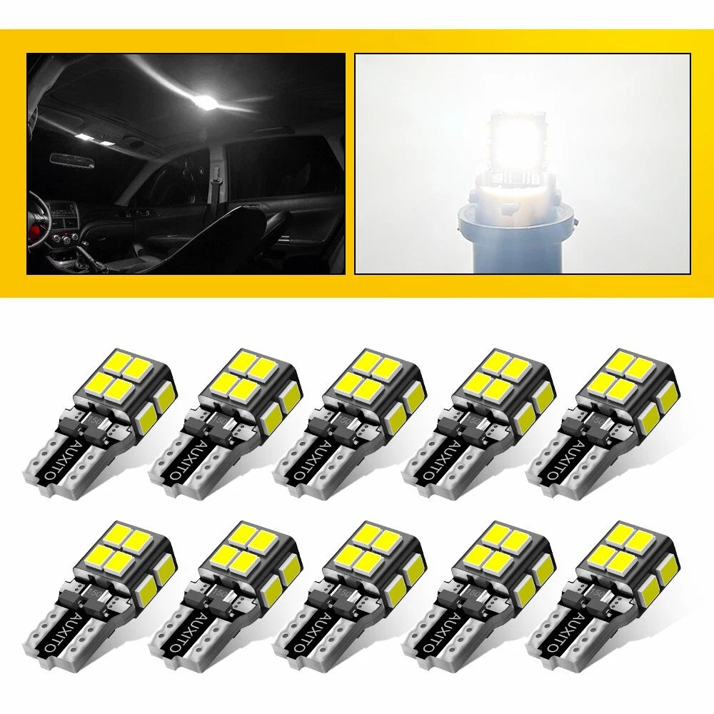 10X T10 168 175 LED White Car Interior Light Parker Bulb Wedge Globe 6000K White
