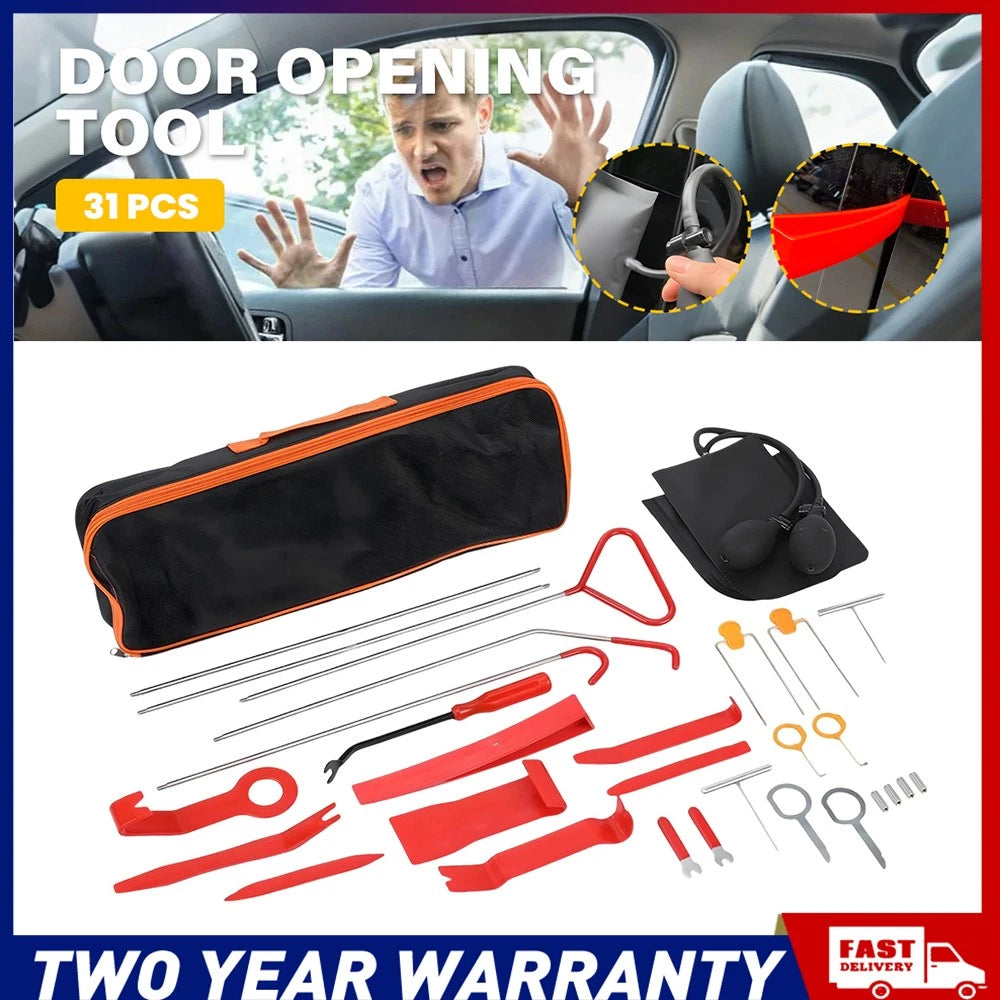 31pcs Unlock Emergency Car Door Opening Roadside Tool Kit Air Wedge Pump Bag