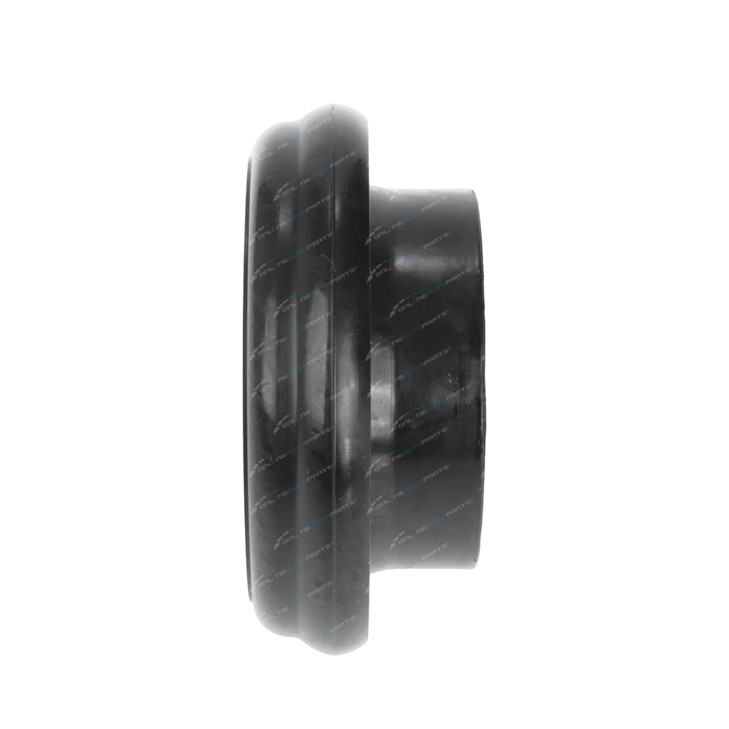 Black rubber wheel or pulley on a white background