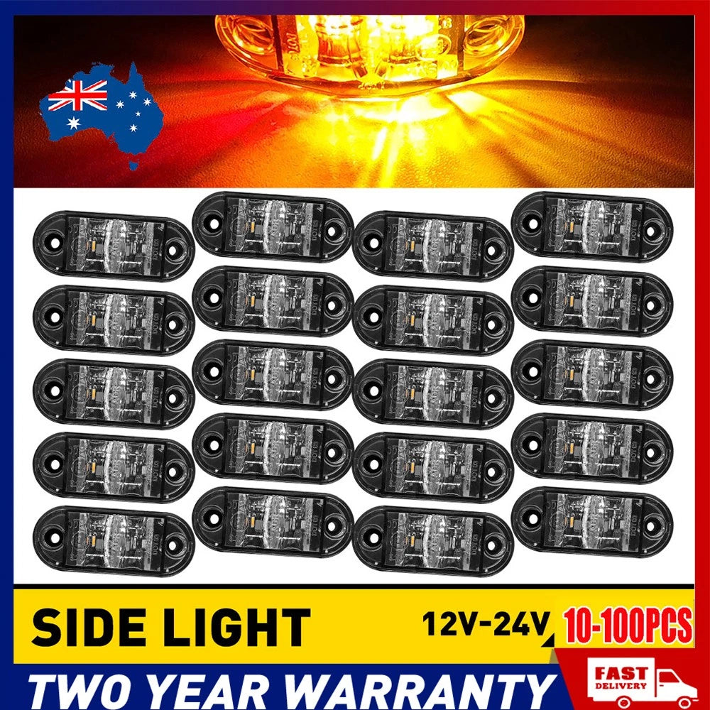 10-100X LED Clearance Side Marker Light Amber Red Lamp Trailer Lorry Caravan A2