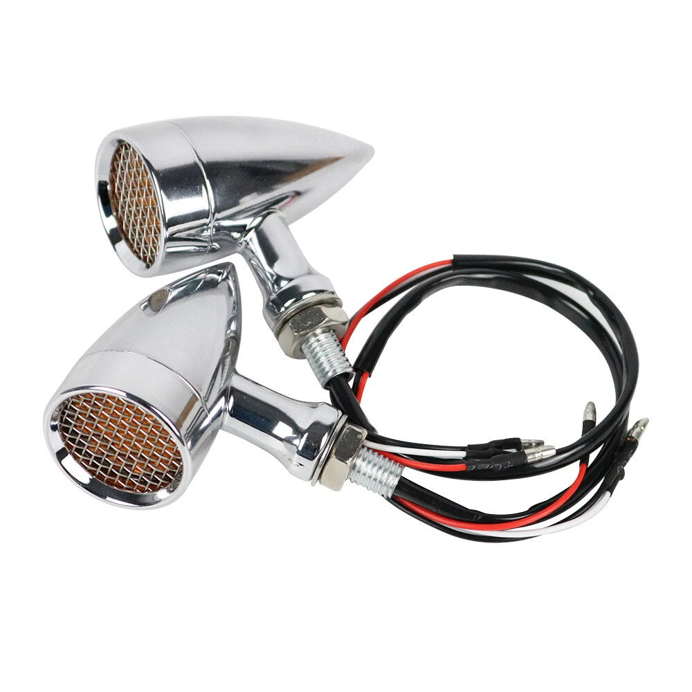 2x Motorcycle Bullet Indicator Turn Signal Lights For Harley Chopper Cafe Racer
