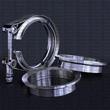 Load image into Gallery viewer, 3" inch 76mm V-band Vband Clamp Turbo Downpipe Stainless Clamp Mild Steel Flange