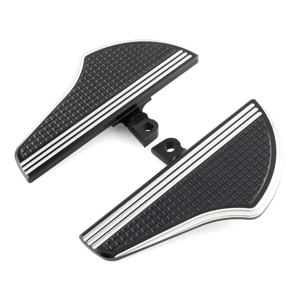 Black White Front Foot Pegs Floorboards Pad For Harley Sportster Touring Softail
