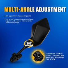 Load image into Gallery viewer, Fit HYOSUNG GT125R GT250 GT650R GT650S Honda CBR600 Rear View Side Mirrors Black