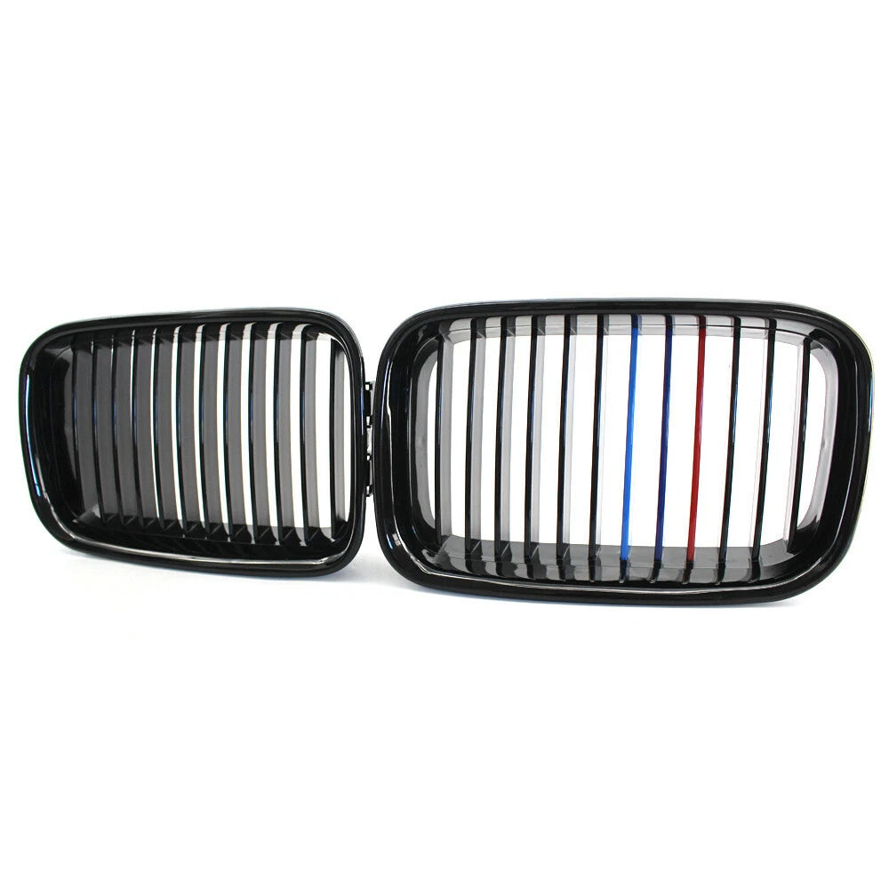 For BMW E36 Sedan Coupe M3 1990-96 Gloss Black M-Color Front Kidney Grille Grill