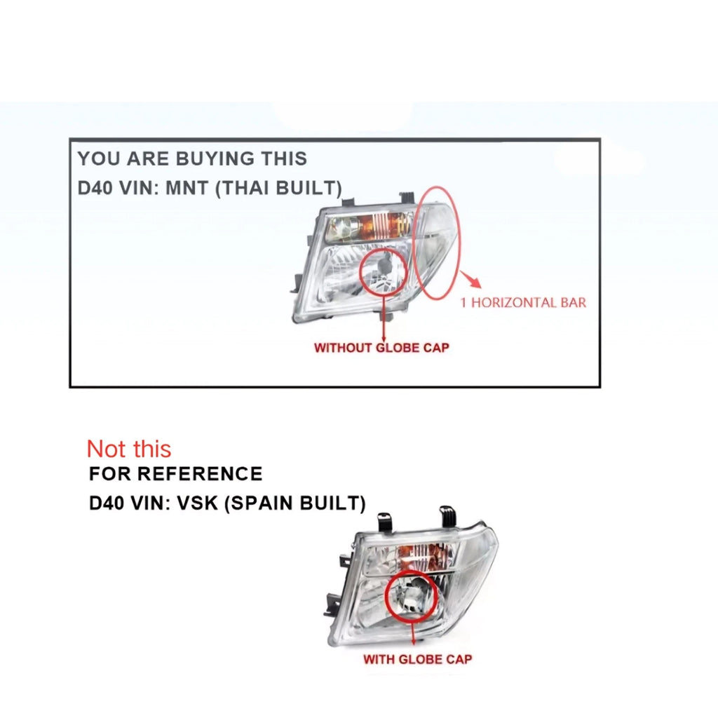 Pair HeadLight FRONT Lamp For Nissan Navara D40 D40T MNT Thai Built 2008-2014