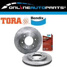 Load image into Gallery viewer, Front Slotted &amp; Dimpled Disc Brake Rotors + Bendix 4WD Pads for Challenger PB PC