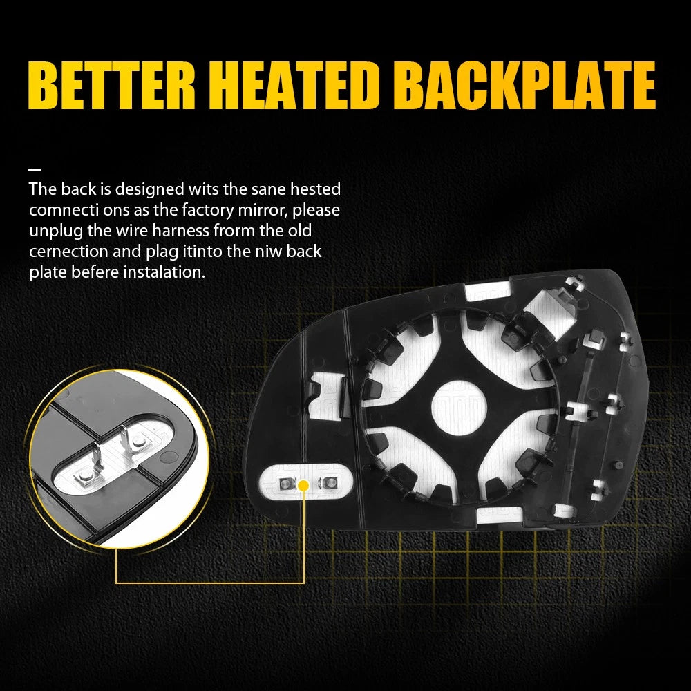 2Pc RH LH Side Mirror Glass Heated w/ Plate Fits Audi A5 S5 A4 S4 A3 2010-2017